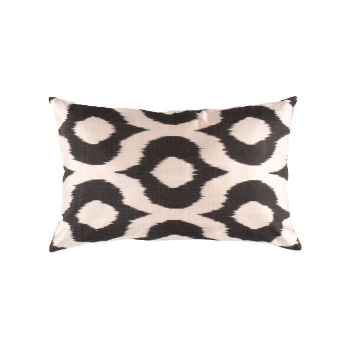 Ikat Throw Pillow, White/Black