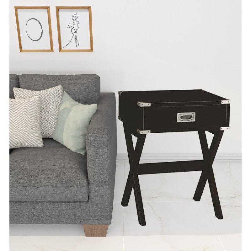 Safi End Table with Storage, Black