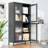 Classic Metal Cabinet With 4 Glass Doors For Home Office - Black Finish Freestanding Bookcase Tempered Living Room