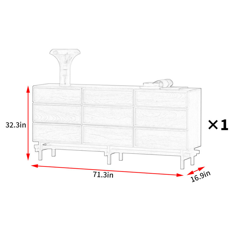 Buffet minimaliste de style japonais, Marron foncé