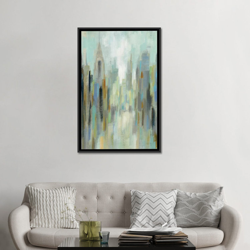 « new york matin i », impression sur toile, H 26 po x l 18 po x P 1,5 po, Toile avec cadre noir, Pas de tapis