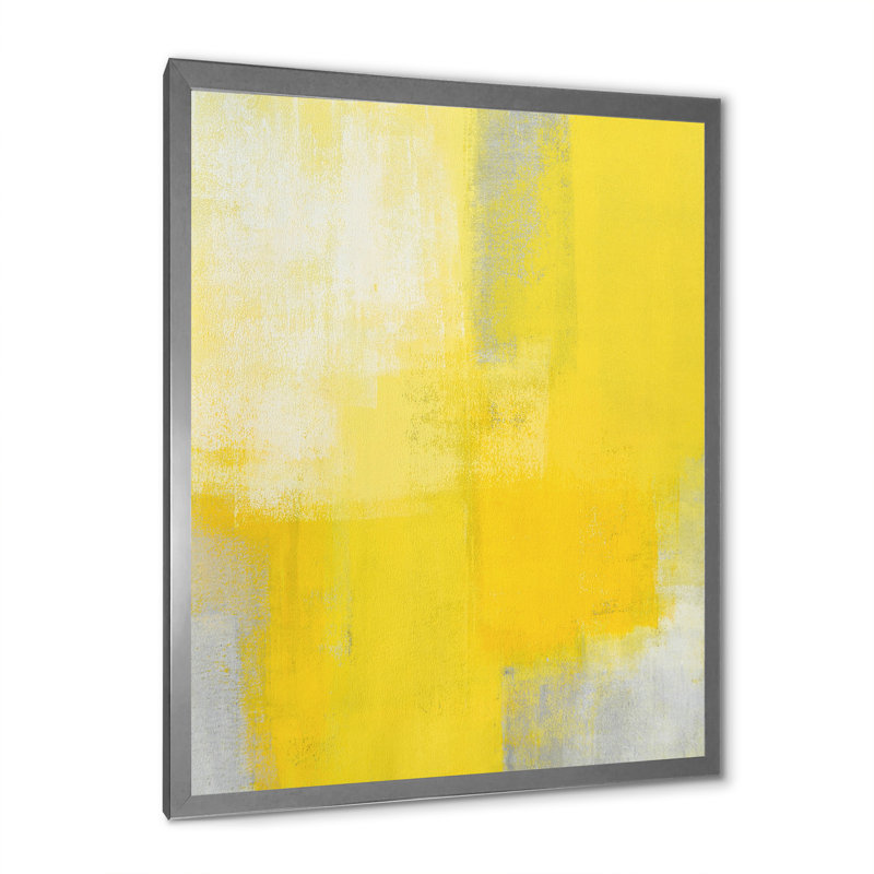 «Gray and Yeollow Abstract Merging IV», reproduction d'art moderne et contemporaine sur toile, Cadre photo argenté
