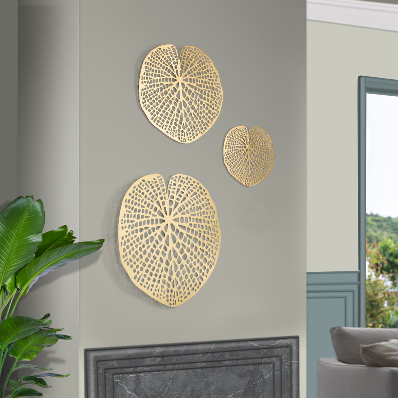Set of 3 Modern and Luxury Abstract Gold Metal Wall Decor