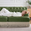Canapé modulaire 4 places avec 2 repose-pieds Cloud, jupe à pampilles, conception capitonnée, mousse haute densité, base ergonomique en bois, vert-2018282909