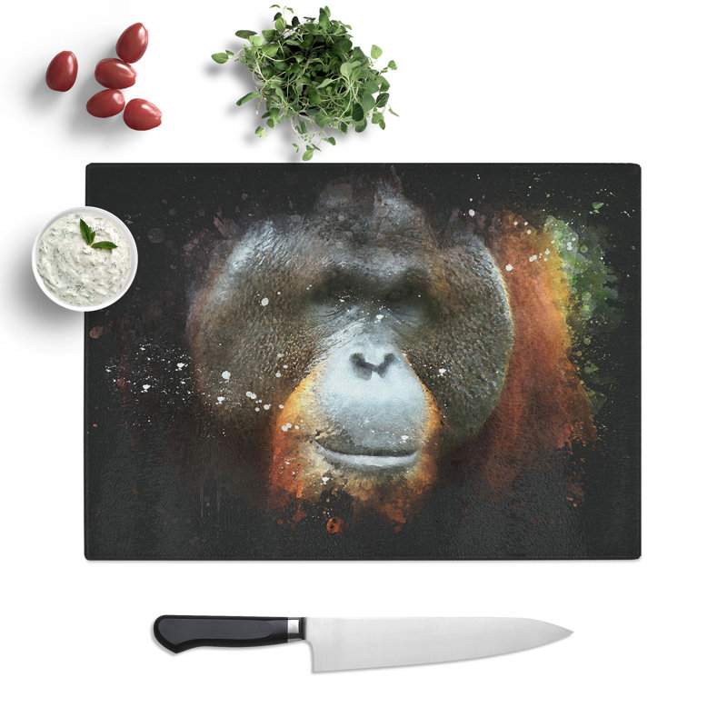 Orangutan Monkey Vol.1 Paint Splash Chopping Board, 0.4cm H x 20cm W x 28.5cm L