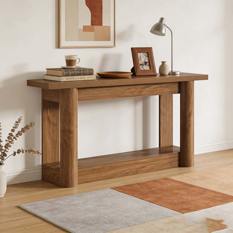 Table d'entrée, console à 2 niveaux, Brun