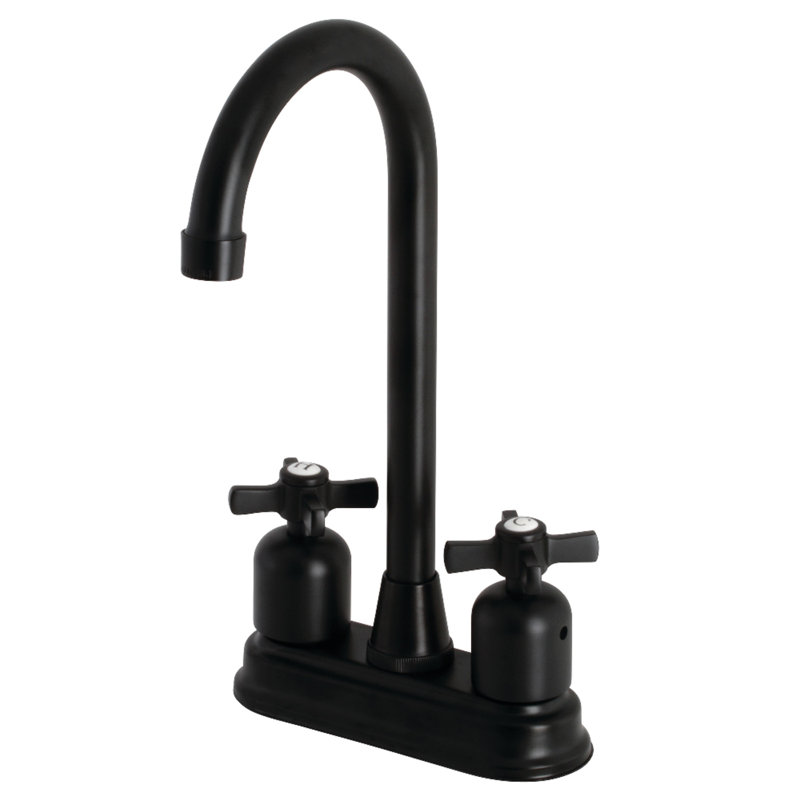 Kingston Brass Millennium Two-Handle 2-Hole Deck Mount Bar Faucet, Matte Black