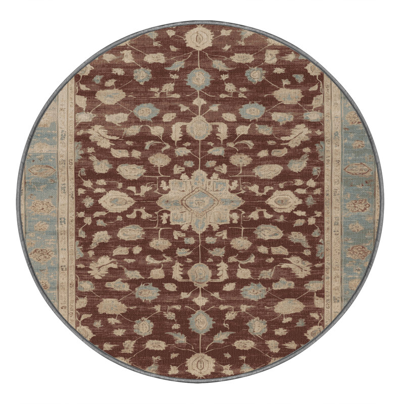 Tapis gris lavable à la machine, Rond 4 pi
