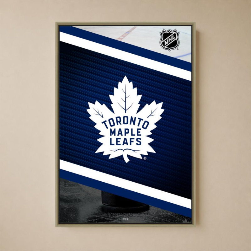Décoration murale des Maple Leafs de Toronto (NHL), H 36 po x l 24 po, Cadre flottant biseauté, Champagne