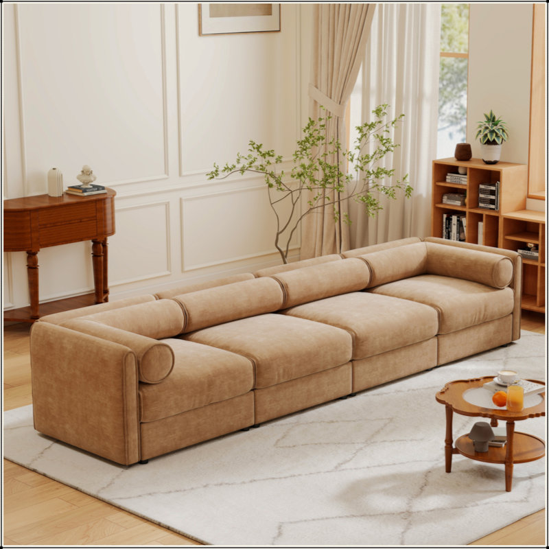 Élégant canapé en chenille avec siège de rangement, dossier cylindrique et accoudoirs, canapé contemporain en tissu 3 places avec compartiment de rangement caché