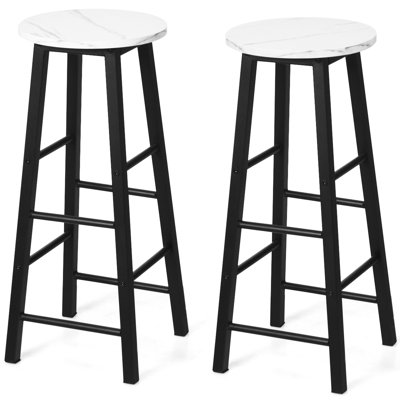 Pub Height Bar Stools Set Of 2 Rustic Faux Marble Bar Stools