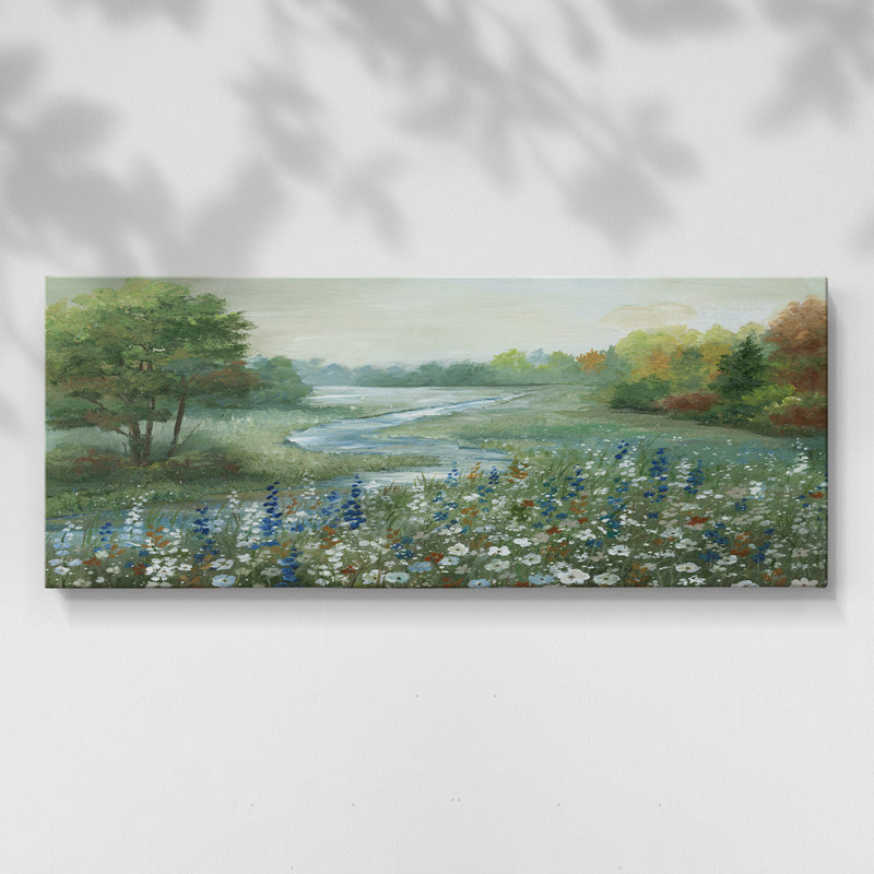 Méandre du ruisseau - Toile tendue avec châssis - Prêt à accrocher, H 12 po x l 30 po