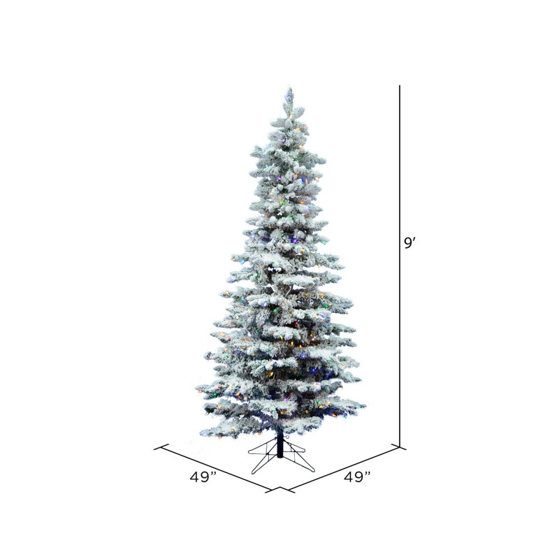 Utica Flocked Fir Slim Artificial Christmas Tree, 9' H