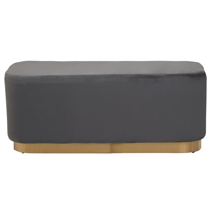 Anaelle Velvet Upholstered Bench, Grey