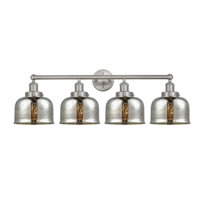 Éclairage pour meuble-lavabo à 4 lumières à intensité variable Annagene, Argent mercuré plaqué, Nickel satiné brossé