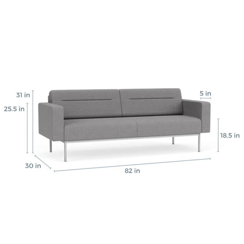 Canapé de réception Darsey, Sans alimentation, Argent argent, Gris chambray