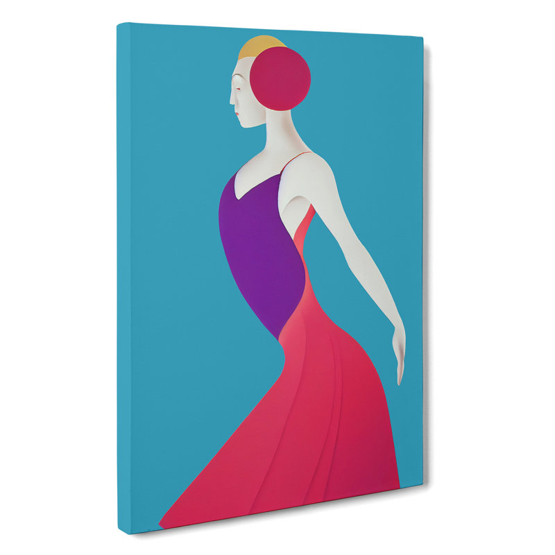 Abstract Dancing Woman No.4 - Wall Art, 50cm H x 35cm W x 3cm D, Wrapped Canvas
