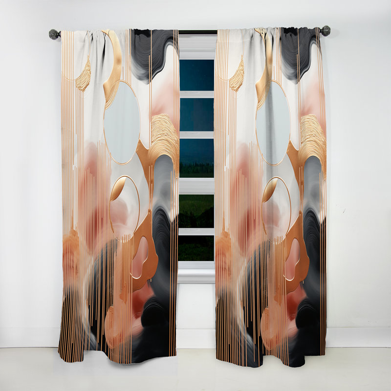 Emanuel - Shapes Abstract Room Darkening Curtain - 1 Panels, 52" W x 90" L