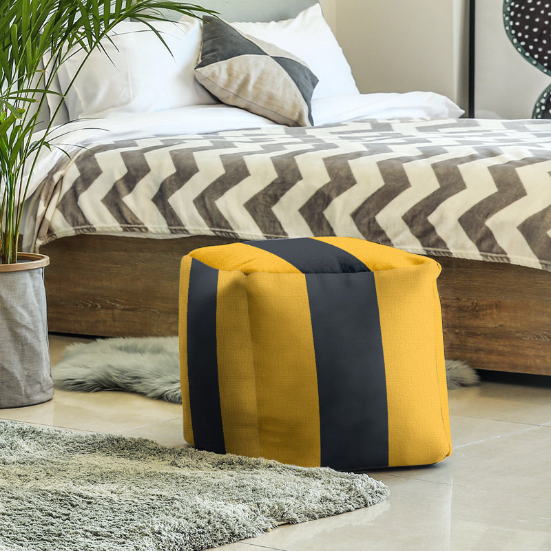 Repose-pieds cubique Tennessee, H 13 po x l 13 po x P 13 po, Noir jet / jaune