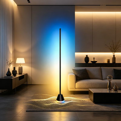 Smart RGB Corner Floor Lamp With App & Remote Control, 16 Million Colors, Music Sync, Timer, Alexa Voice Control For Bedroom, Gaming Room, Home Theater