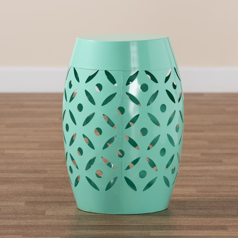 Plumerville Metal Side Table in Modern and Contemporary Aqua Finish, 18.3'' H X 12.2'' D X 12.2'' W