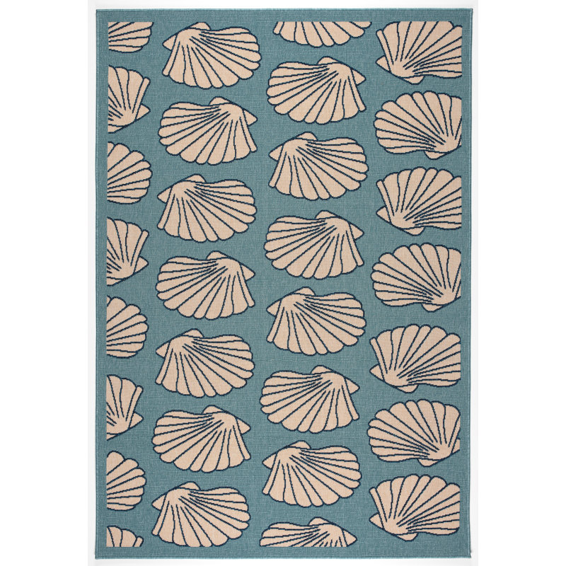 Tapis intérieur / extérieur bleu Hodgson, Rectangle 5 pi 3 po x 7 pi 7 po