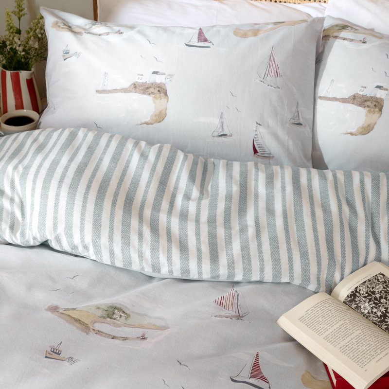Abersoch Cotton No Pattern Duvet Cover Set with Pillowcases Included, Single Duvet Cover + 1 Standard Pillowcase
