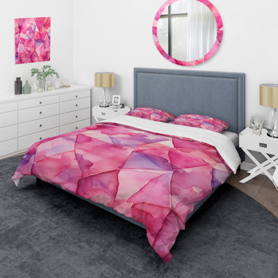 Pink Gemstones Fusion II - Abstract Shapes Duvet Cover Set