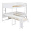 Modern Loft Bed Setup with Workstation, Bedside Shelf, Seating Sofa, and Lighting Element-127933082