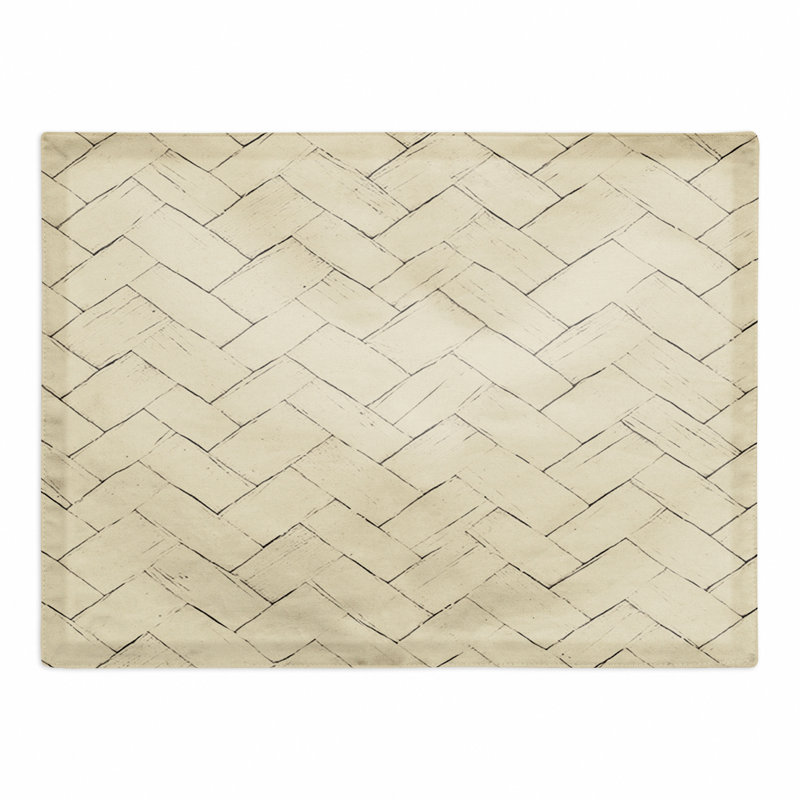 Poly Twill Geometric Rectangle Placemat, Cream