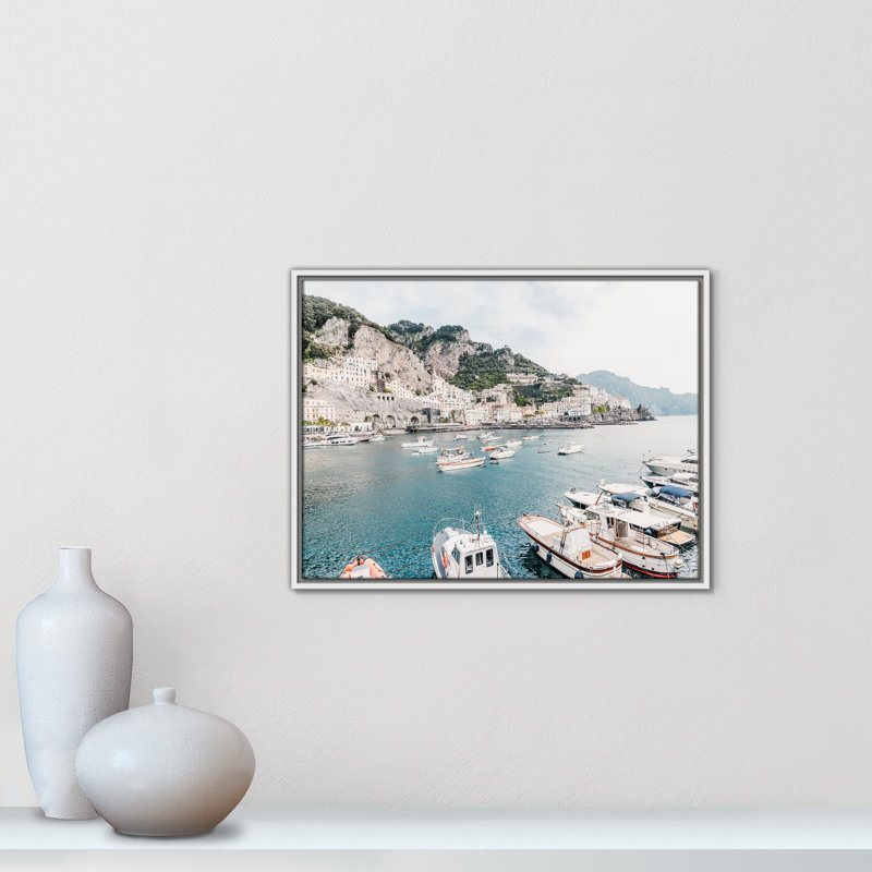 Imprimé Amalfi , L 25,5 po x H 19,5 po, Toile avec cadre, Flotteur blanc