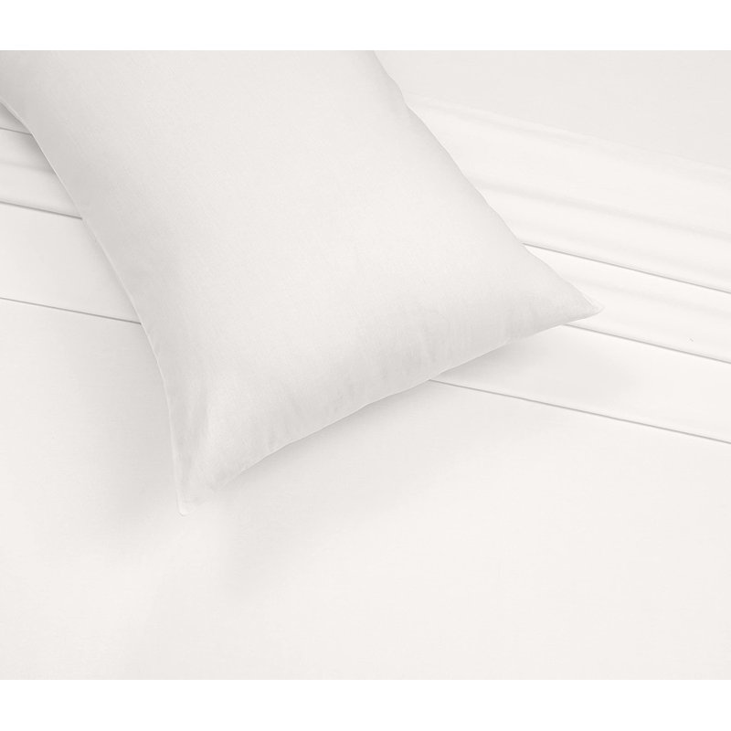 Queen Off-White Cotton Percale Sheet Set with Pillowcases
