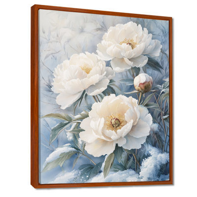 Pivoines dans les congères hiver II - pivoines, art encadré
