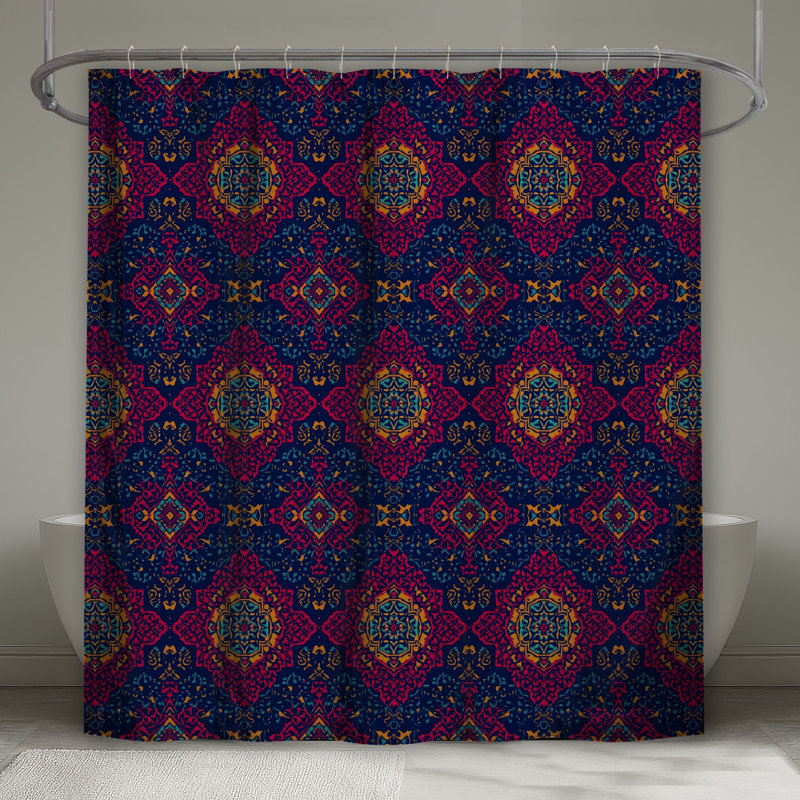 Rideaux de douche complexes à motif mandala très longs, L 70 po x H 84 po
