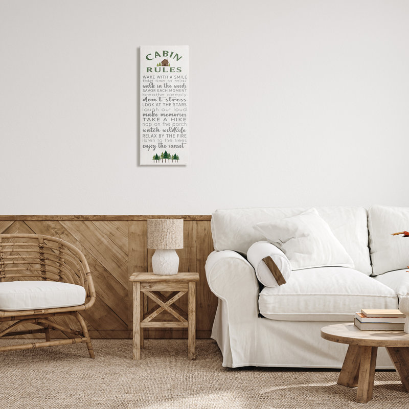 Fun Rustic Cabin Rules Canvas, design by Seven Trees Design, 30" H x 13" W