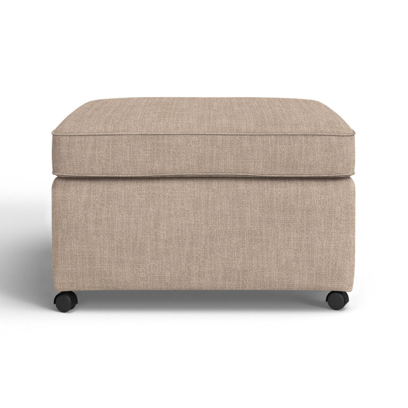 Rika Upholstered Ottoman, Conversation Linen Basketweave