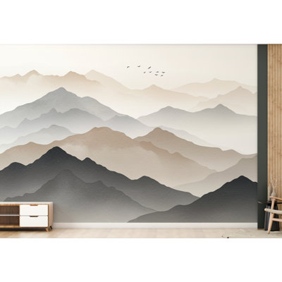Montagne, papier peint à l'aquarelle, graphique mural montagne, papier peint auto-adhésif pour chambre de fille, murale 730RS (non tissé)