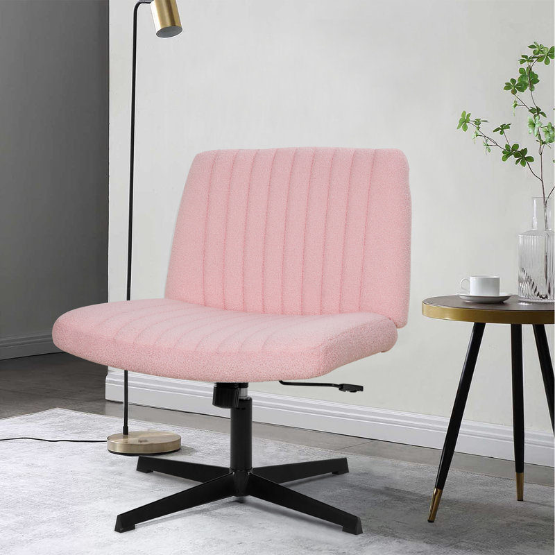 Pink Ergonomic Swivel Armless Task Chair with Sponge Cushion