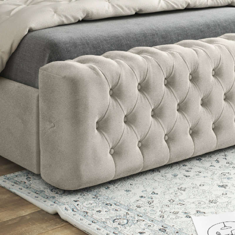 Aleck Upholstered Bed, Small Single (2'6), Beige