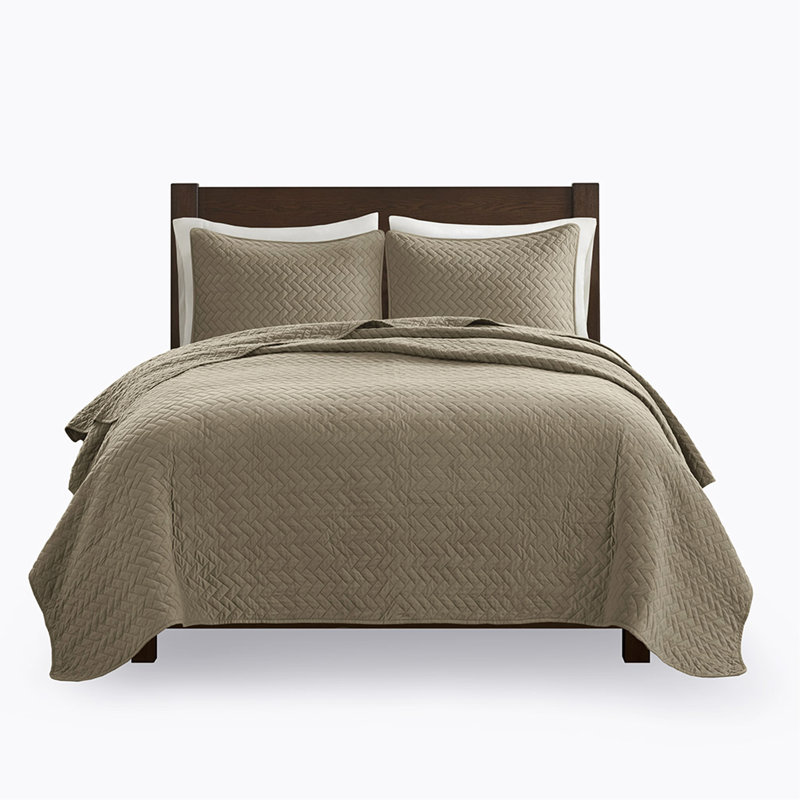 Ensemble de courtepointe surdimensionnée pour grand lit 3 pièces, Taupe