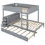 Lit superposé avec bureau, rangement, lit gigogne simple gris pour plus d'espace