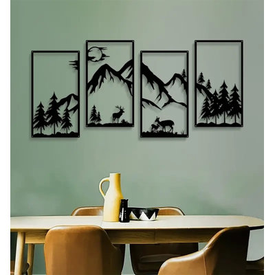 Landscape Metal Wall Art Set, Modern Iron Home Decor