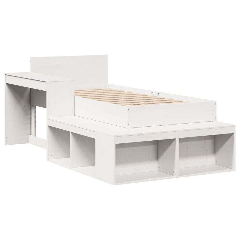 Croskey Solid Wood Drawers Bed Frame, Small Single (2'6), White