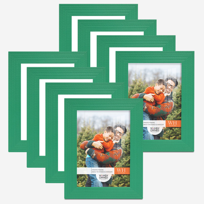 Ensemble de 8 cadres muraux en bois 8 pièces, 3 po x 5 po, Vert émeraude