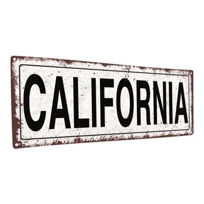 " Distressed, California Metal Sign "