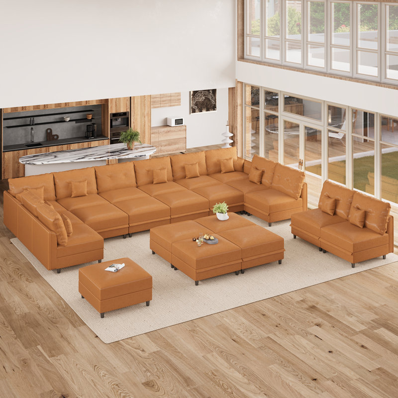 Canapé modulaire 21 pièces Zendajas, Similicuir brun
