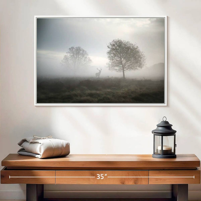 Chasse au crépuscule, Cadre flottant blanc, 25 po x 17 po