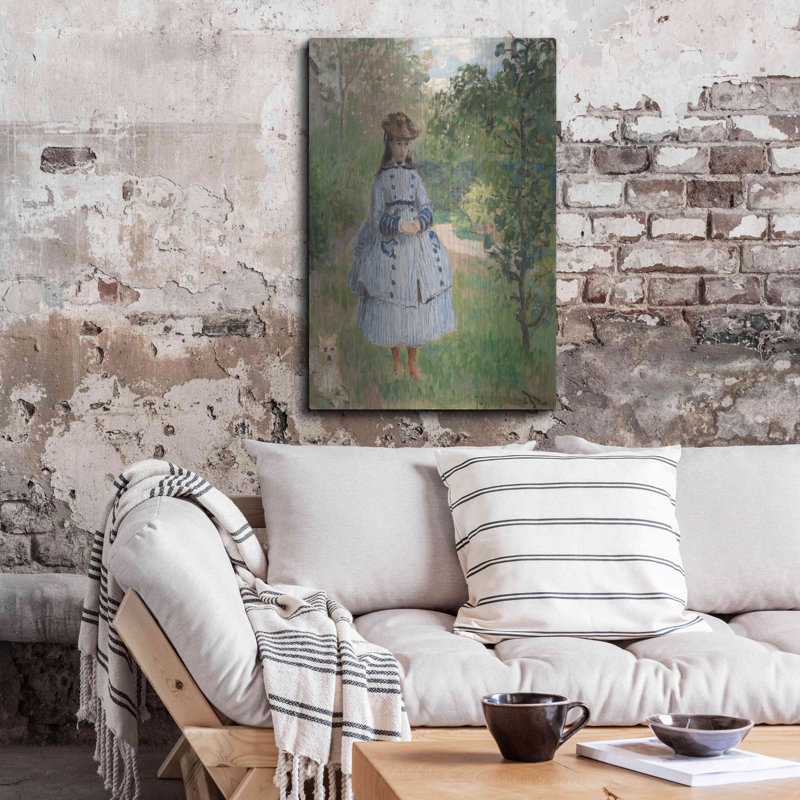 Red Barrel Studio® «Girl With Dog» par Claude Monet, art mural en métal, H 36 po x l 24 po