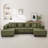 U-shaped Sectional Sofa and 6 Pillows (Green)-1174278688