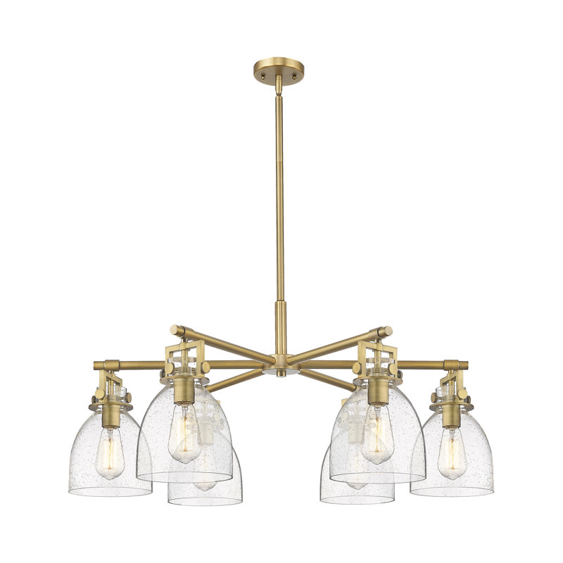 Lustre suspendu 6 lumières Gorlest, Laiton brossé, Grainé
